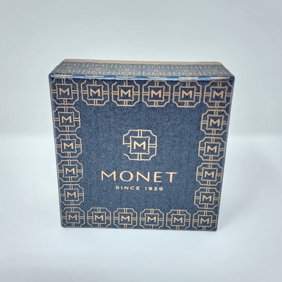 Vintage Monet Signed Cobalt Blue Rhinestone Flower Brooch - Picture 6 of 6